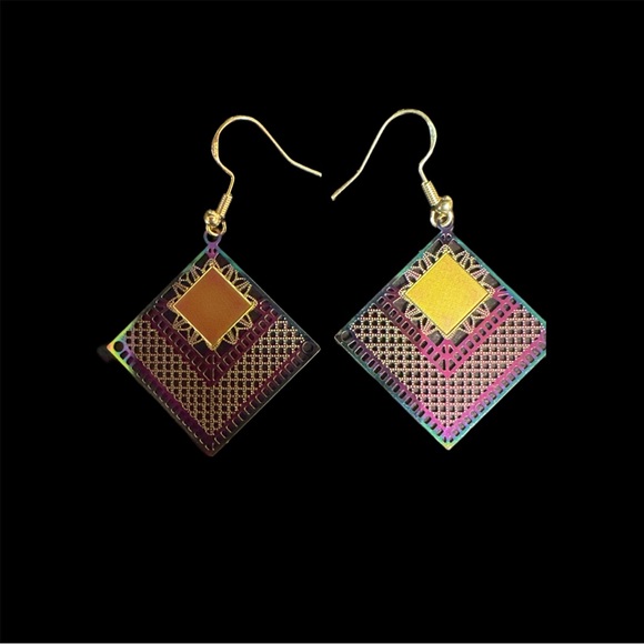 Filigree Square Wire Hook Earrings - Picture 4 of 6